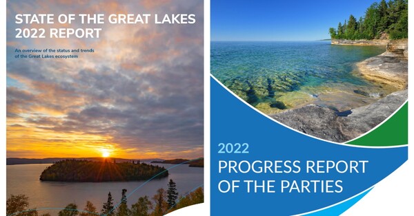 미국 환경보호청(EPA)과 캐나다 환경·기후변화부가 공동 발간한 오대호 2022년 보고서와 당사자들의 2022년 진행 보고서. [사진출처(Photo source) =미국 환경보호청(EPA) ]