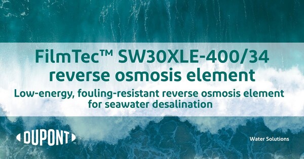 ����(DuPont)�� ���� 12�� 17�� �ؼ� ���ȭ�� ���� ��������, ���ļ� ��������(RO) ���� ��� FilmTec�� SW30XLE-400/34�� ����ߴٰ� ��ǥ�ߴ�. [������ó(Photo Source) = DuPont Linkedin]