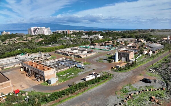�̱� �Ͽ����� �����̼� �����̳��� �ϼ�����ü�(Lahaina Wastewater Reclamation Facility, WWRF)�� 1õ400�� �޷�(�� 194�� ��) �Ը��� �ü� ��������� ���� �������� ���̿�� ����ü�踦 �����ߴ�. [������ó(Photo Source) = jacobs]